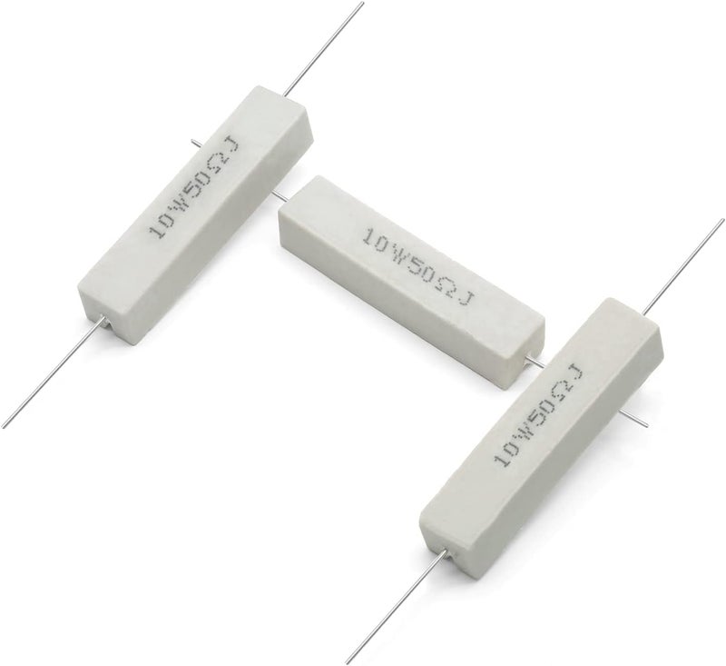 Jersvimc 10PCS 10W 50 Ohm Ceramic Resistor, Power Resistor Assortment Cement Resistor Kit Wirewound Resistor - Image 5